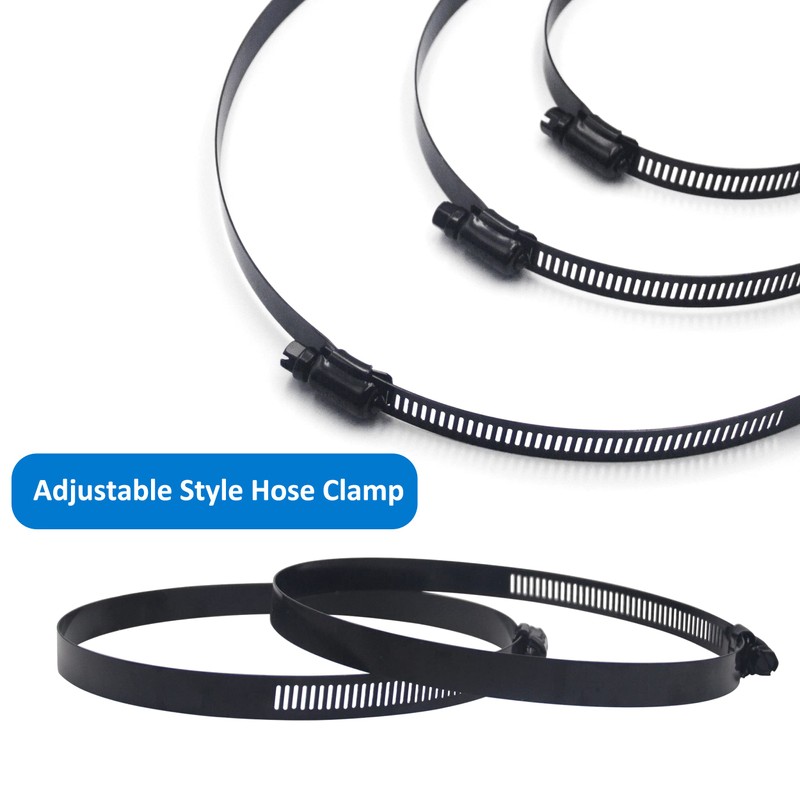 BESTYCHAO 2pcs 6 Inch Black Hose Clamp Stainless Steel Worm