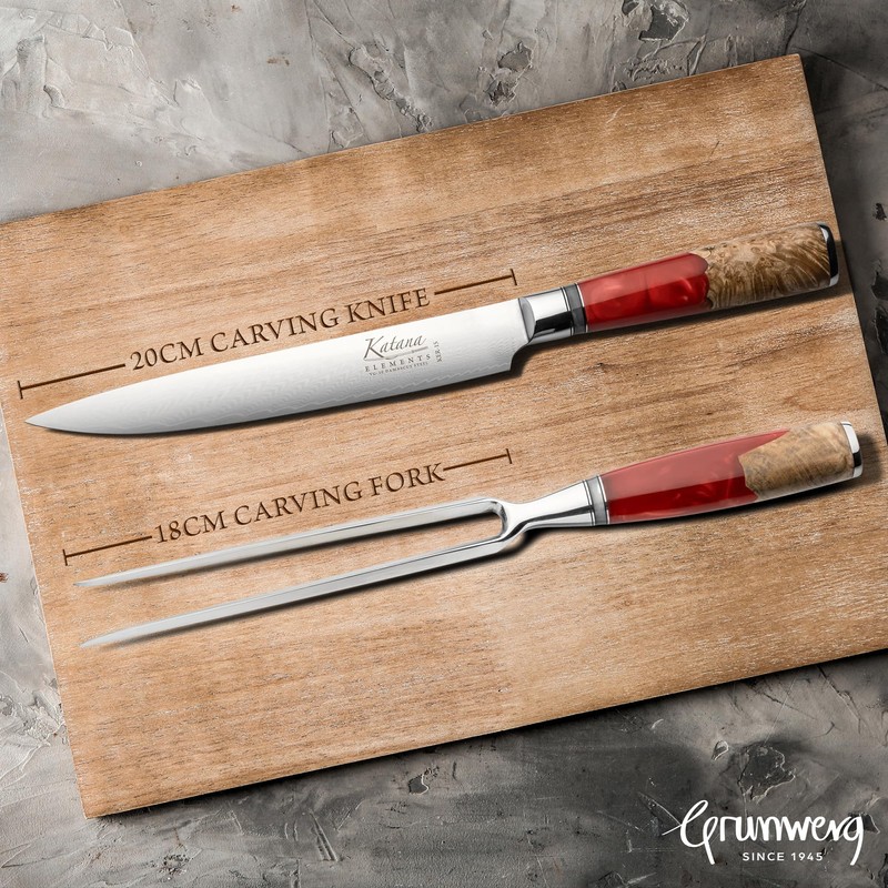 Grunwerg- Katana Elements 2 Piece Carving Knife and Fork Set