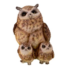 Kremers Schatzkiste Decorative Figurine Owl with 2 Babies White - Sculpture 17 cm Decorative Figure Bird Gift Animal Polyresin Owl Figure Eagle Owl