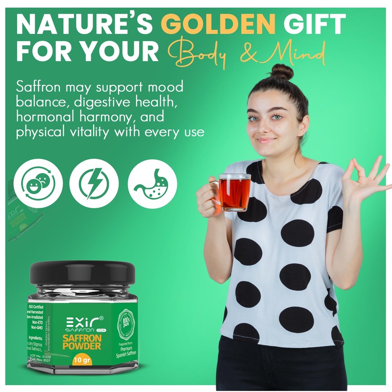 EXIR® Saffron Powdered (10-grams) - Sprinkle Herb and Spice Seasoning