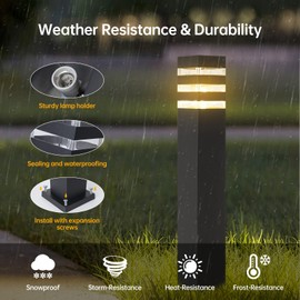 SLAWA 23.6In Pathway Lights Black E26 Outdoor Landscape Path Lights Die-Casted Aluminum Walkway Lighting Modern Landscape Sideway Lighting IP65 Waterproof Patio Porch Exterior Floor Lamp with Bulbs