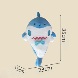 Plush Shark Stuffed Animal，The Perfect Shark Doll paired with a Fashionable Bow tie (Blue)