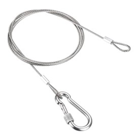 PATIKIL Safety Cable Lock Wire with Snap Hook 1M 2.5mm Stainless Steel Hanging Security Cable with Loop for Luggage Lighting Travel