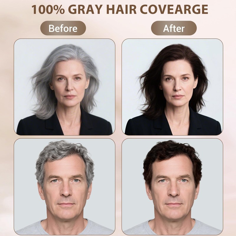 Farndu Dark Brown Hair Dye Shampoo for Women Men, 3