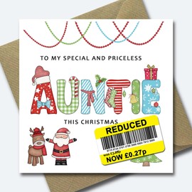 The Cards Man Funny Christmas card for your Auntie - Reduced price whoopsie comedy xmas greeting card