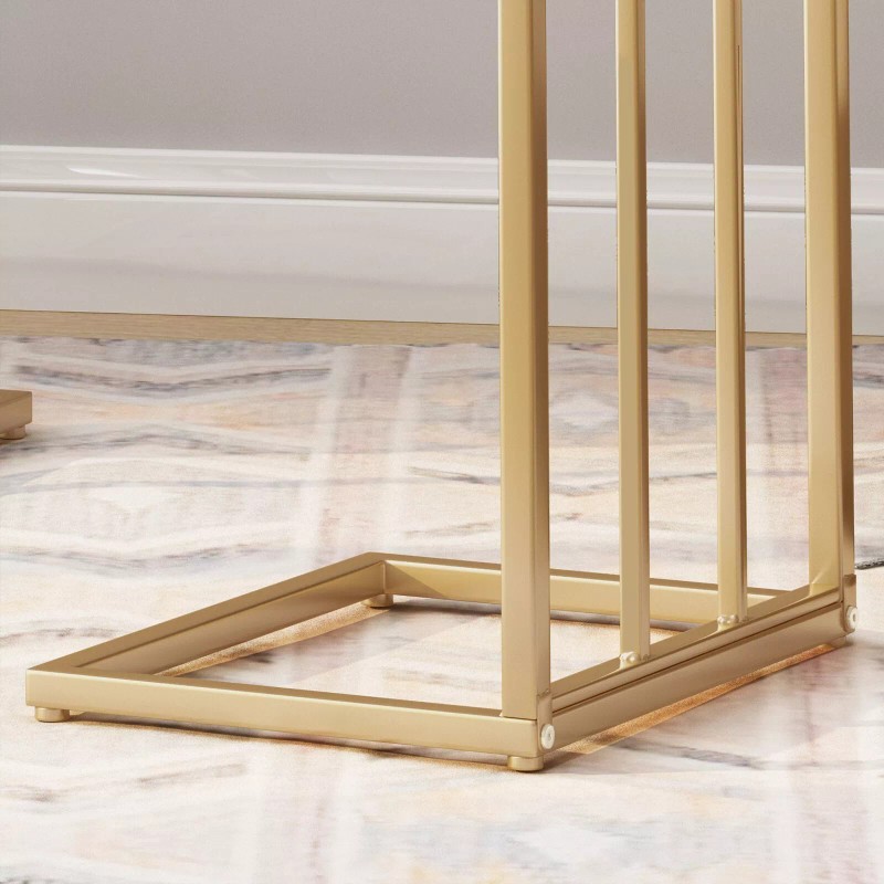 White Modern Glam C Side Table, Set of 2, White