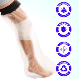 Sealcuff Waterproof Cast & Bandage Protector, Reusable Cast Cover for Shower Adult Arm, Leg, Foot - Watertight Seal (Adult Long Leg)