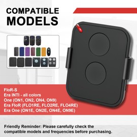 433.92 MHz Garage Door Remote, 2 PCS Garage Door Opener Remote Control, 2 Channels, Compatible with ON2E, ON4E, ON1E Rolling Code - Black