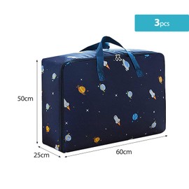 ELLECILA 3 Pcs 75L Large Storage Bags with Zips, Waterproof Heavy Duty Oxford Cloth Moving Bags for Clothes, Duvet, Blankets, Bedding – Sturdy, No-Smell, Space-Saving Storage Solution