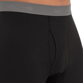 Fruit of The Loom Men's 2-Pack Recycled Waffle Thermal Underwear Bottom, Black/Greystone Heather, 5X-Large