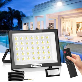 Bellanny 100W Security Lights Outdoor Motion Sensor with Remote Control, 10000LM 6500K Daylight PIR Security Light, IP66 Waterproof Motion Sensor Lights Outdoor for Garden, Patio, Backyard, Rooftop