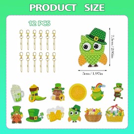 KUBDPQOR Pack of 12 diamond painting key rings, DIY diamond art painting key ring set, diamond painting Christmas, for Christmas, birthday, girl key ring