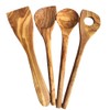 4 High-Quality Cooking Spoons - Set of 4 Olive Wood