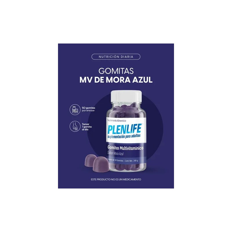 Gomitas Multivitamínico Adulto Plenlife 240g Dif. Sabor Sabor Mora azul