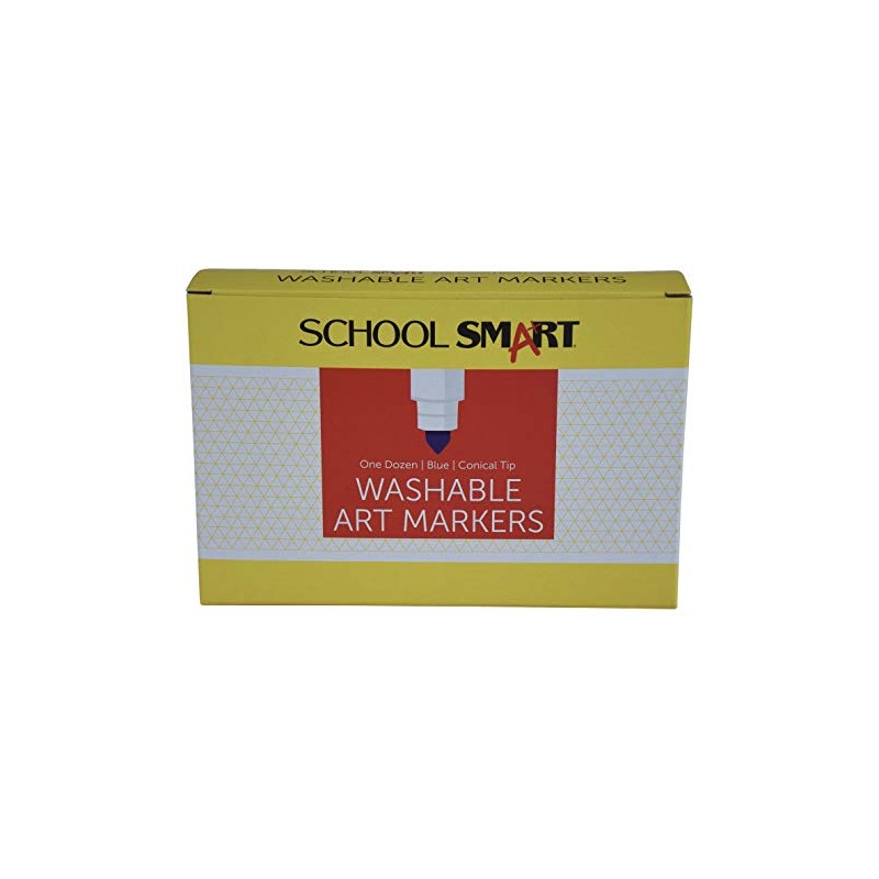 School Smart Washable Art Markers, Conical Tip, Blue, Pack of