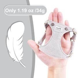 Puppytie No Pull xs Dog Harness with Multifunction Dog Leash,Soft Adjustable No Choke Escape Proof Pet Harness Vest,Denim Gray,XXS