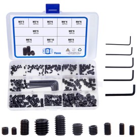 300pcs M 3, M 4, M 5, M 6, M 8 Inside Hex Grab Screw, Hex Bolt, Hex Head Screw, Carbon Steel Screw, Fastening Screw, Inner Hex Screw Classification Set, Includes 6 Hex Wrench and Storage Box Tweezers, 12.9 Grade Black Alloy Steel