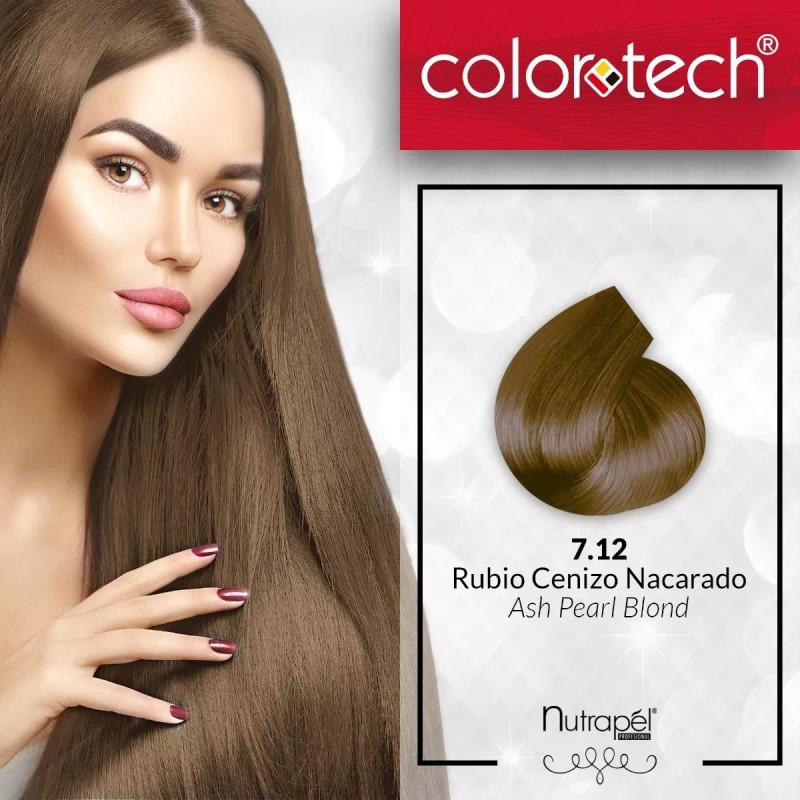 Color Tech Tinte 7.12 Rubio Cenizo Nacarado Tubo 90g