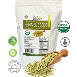 Buy Wellness Organic Fennel Seeds Whole Flavorful Sweet Quality Fennel seed Bulk Bag 1 lb