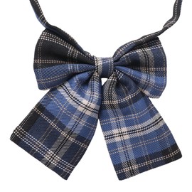 [Moerstar] 制服リボン スクールリボン セーラー服リボン 蝶結び 蝶ネクタイ JK制服 女子 学生 可愛い 調整可能 チェック柄 格子柄 リボン 学校 通学 コスプレリボン 多色 紫 赤 水色 (ダークブルー)