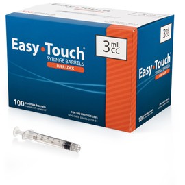 EasyTouch Luer-Lock Syringe Barrel, 3ML Syringe, Pack of 100