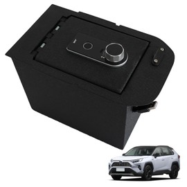 Center Console Safe for Car, Gun Safe Vault, In-vehicle Lockbox Storage Compatible with Toyota RAV4 2019-2023, Heavy Rolled Plate Steel,Fingerprint Lock with Backup Key