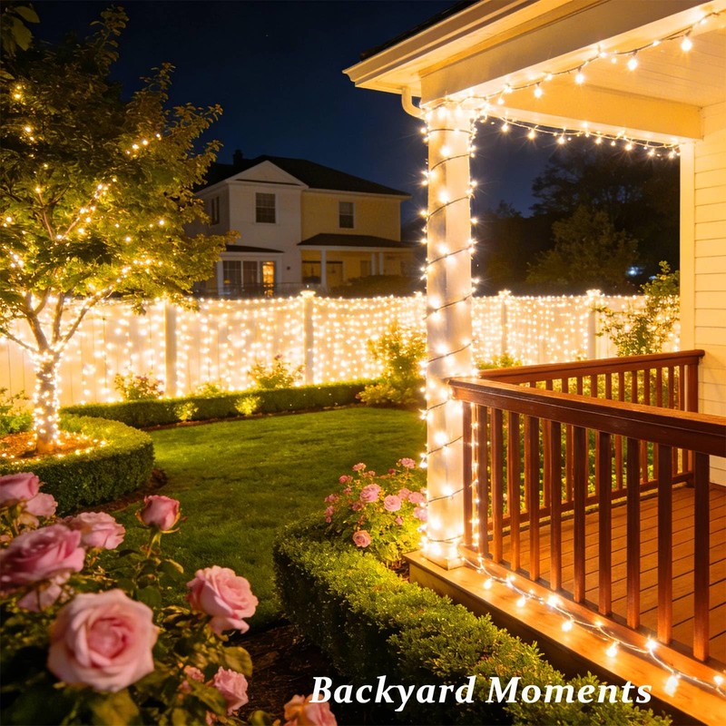 2 Pack 77FT Solar String Lights Outdoor, 200 LED Solar