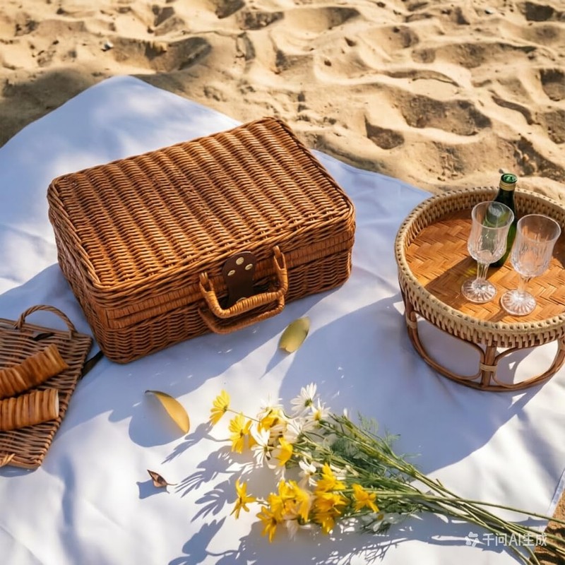 2 Wicker Picnic Basket with Lid Picnic Basket Boxes Small