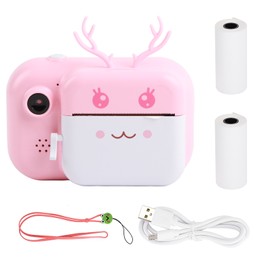 Print Camera Children's Instant Portable Thermal 1080P Twin Lens 2.4in 16G Toys CameraPink