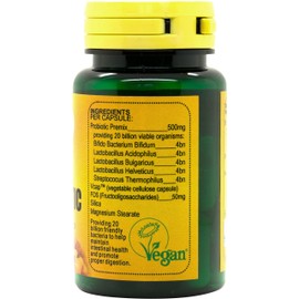 Veganicity Mega Multi Probiotic 20 Billion Multi-strain Probiotic : Digestive Health Supplement : 30 Vegan Capsules, in a planet-friendly 99% recycled pot