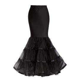 Vanrose Jan Fishtail Petticoat Black Medieval Petticoats for Women Evening Party Ankle Length Black,L/XL