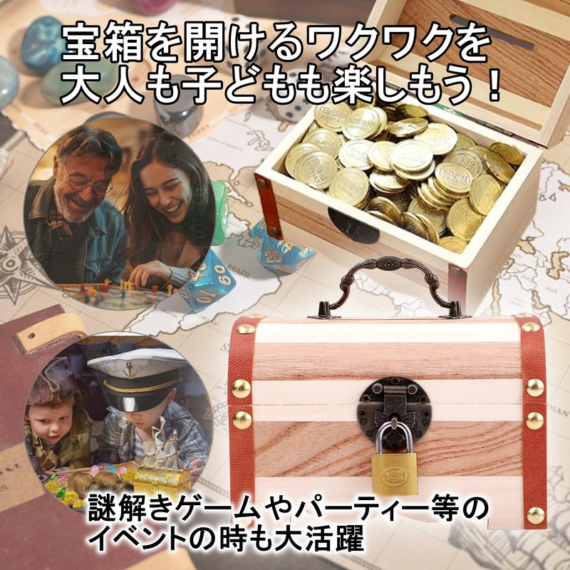 Anopono Piggy Bank Treasure Chest with Key Padlock Antique Bills