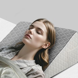 Vhaso Bed Wedge Pillow with Memory Foam, Wedge Pillow for Sleeping and Acid Reflux, Heartburn, Soft Memory Foam Top & Washable Cover Wedge Pillow (Grey Surface)