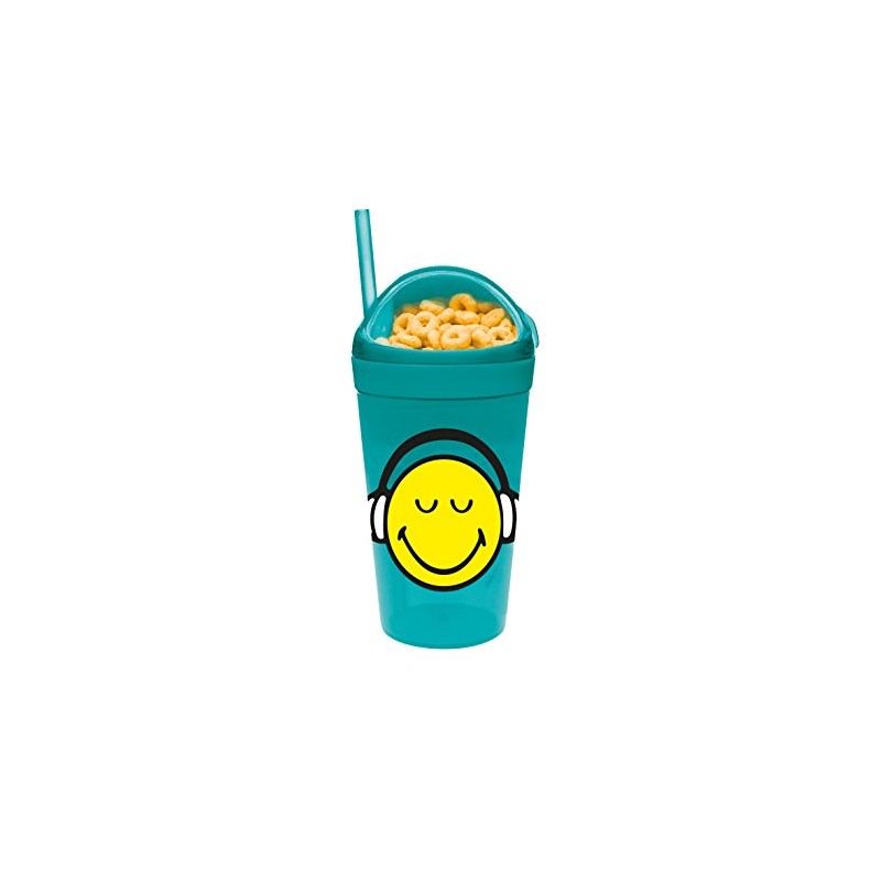 zakdesigns Smiley Snack/Drink Tumbler, Polypropylene, Blue, 9 x 9 x