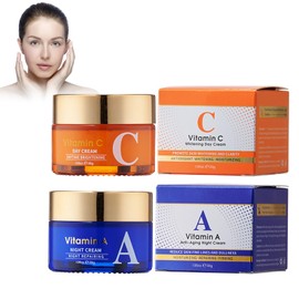 Set Vitamin C Day & Night Cream, Moisturizing Firming Cream, Aufhellend und Feuchtigkeitsspendend, Verbessert die Elastizität der Haut, Verbessert die Leuchtkraft, für alle Hauttypen Geeignet