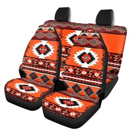 Guevoxuh American Tribal Navajo Pattern Car Front and Rear Seat Covers 4 Piece Vehicle Seat Covers Automotive Cushion Seat Covers Easy to Install Universal Fit Sedan Car Truck Van