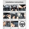 Belinous Leather Steering Wheel Cover Lace Up, Genuine Leather Hand