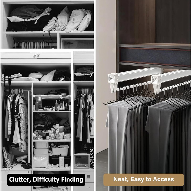 Adjustable Pull Out Hanger Rail Rod,31cm Pull Out Clothes Rail,Extendable