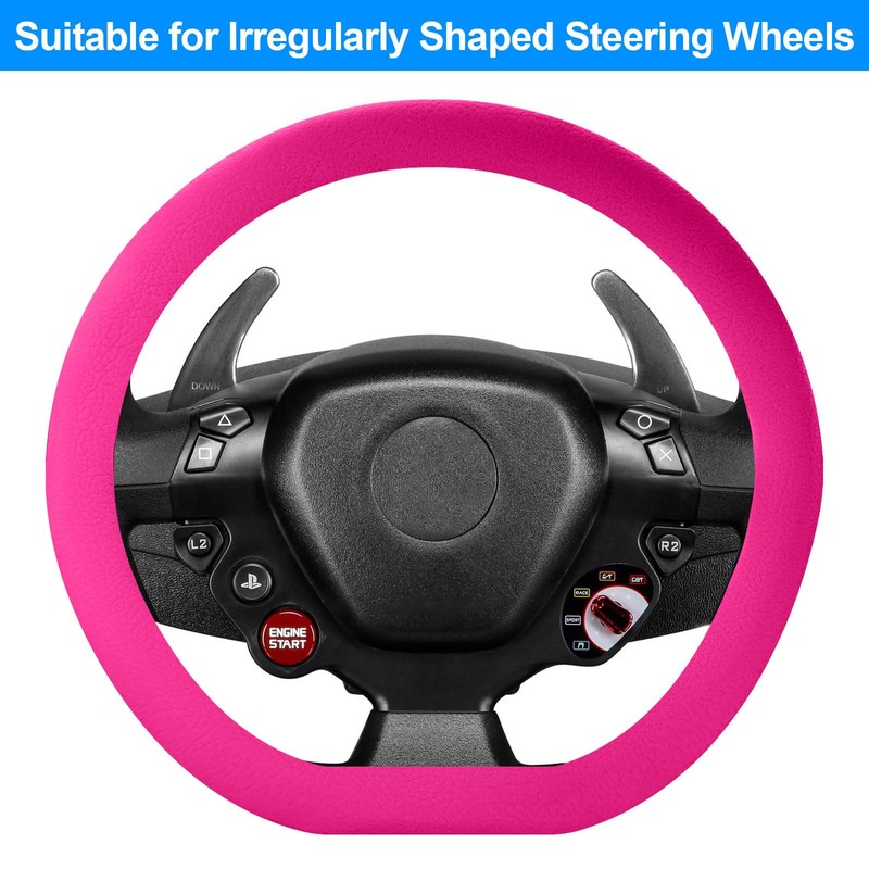 Spurtar Hot Pink Car Steering Wheel Cover Women, Hot Pink
