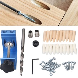 Oblique Hole Punch Set 46 Pieces Woodwork Bag Dowel Hole Jig + Drill + Dowel Aluminium Alloy Angle Hole Guides Joint Angle Tool