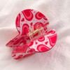 Heart Pattern Print Heart Shape Hair Claws 2.6" Pink Hair