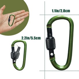YUCHIYA 8 Pack D-Shape Carabiner Clasp with Screw Gate, 2.2 Inch Mini Keychain Clip Key Chain Buckle, Aluminum Alloy Keyrings Hook for Outdoor Hiking not for Climbing (D with Screw, Deep Green)