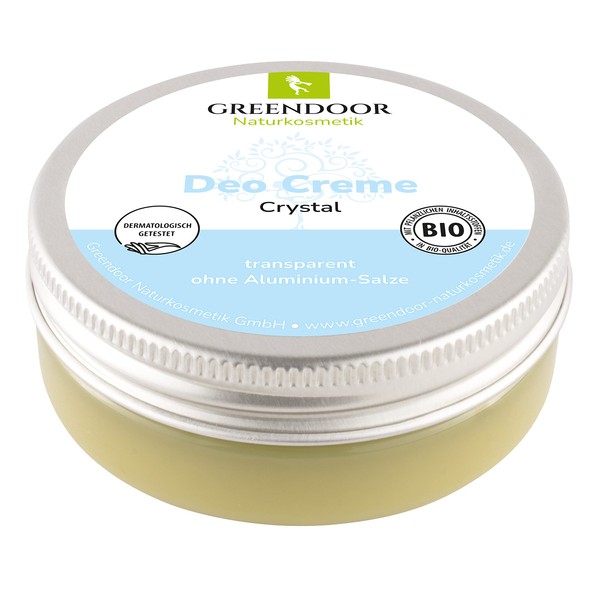 GREENDOOR Crystal Vegan Deodorant Cream, Zero Sweat Odour - No Whitening, No Zinc, No Aluminium, No Alcohol, Naturally Without Animal Testing, Dermatologically Proven Natural Cosmetics, Gentle, 50 ml