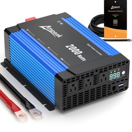 Ampeak 2000W Inverter, Car Power Inverter 12V to 120V, 89.37% High Efficiency Modified Sine Wave Inverter, 3 AC Outlets Dual USB 5V 3.1A, Surge 4000W Remote Controller for Vehicles, Truck, RV, Home
