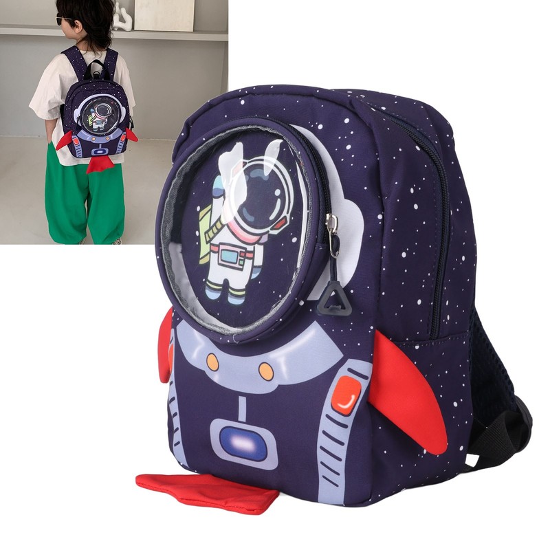 Kids Backpack Cartoon Spaceman Style Anti Lost Rope Large Capacity