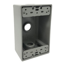 Sealproof 1-Gang 3 1/2-Inch Holes Weatherproof Rectangular Exterior Electrical Outlet Box with 3 Outlet Holes, Three 1/2" Holes, Single Gang, UL Listed