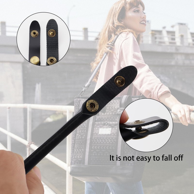 alwaiiz Pack of 2 Press Stud Bag Handles, Leather, Replacement