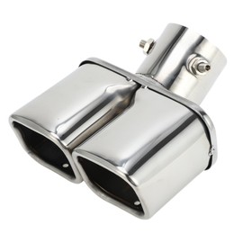 VekAuto Car Exhaust Tail Muffler Cutter for Toyota Rise 1 Piece Square Curved Slant Cut Dual Exhaust Tip 60mm Inlet Length 170mm Stainless Steel Silver Tone Rear Tail Pipe