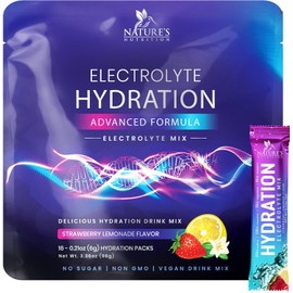 Electrolytes Powder Hydration Packets | Sugar Free Recovery Electrolyte Drink Mix Powder Replenisher in Convenient On the Go Hydration Packets | Non-GMO, Vegan, Keto, Strawberry Lemonade - 16 Servings