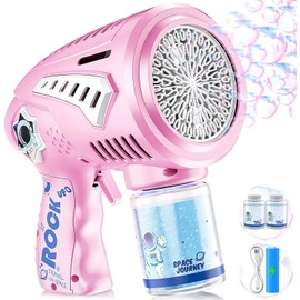 Bubble Gun - USB-C Rechargeable Bubbles Machine for Kids with 72 Holes & LED Light - Outdoor Party Birthday Toys Gifts for Ages 3+ Year Old Boys/Girls